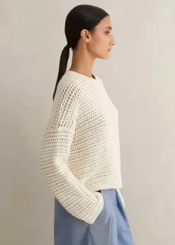 Best ME+EM Chunky Cotton Open Stitch Box Jumper Cream