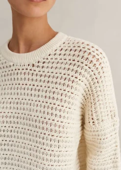 Best ME+EM Chunky Cotton Open Stitch Box Jumper Cream