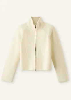 Online ME+EM Chunky Cotton Rib Zip Through Cardigan Cream