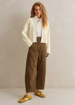 Online ME+EM Chunky Cotton Rib Zip Through Cardigan Cream