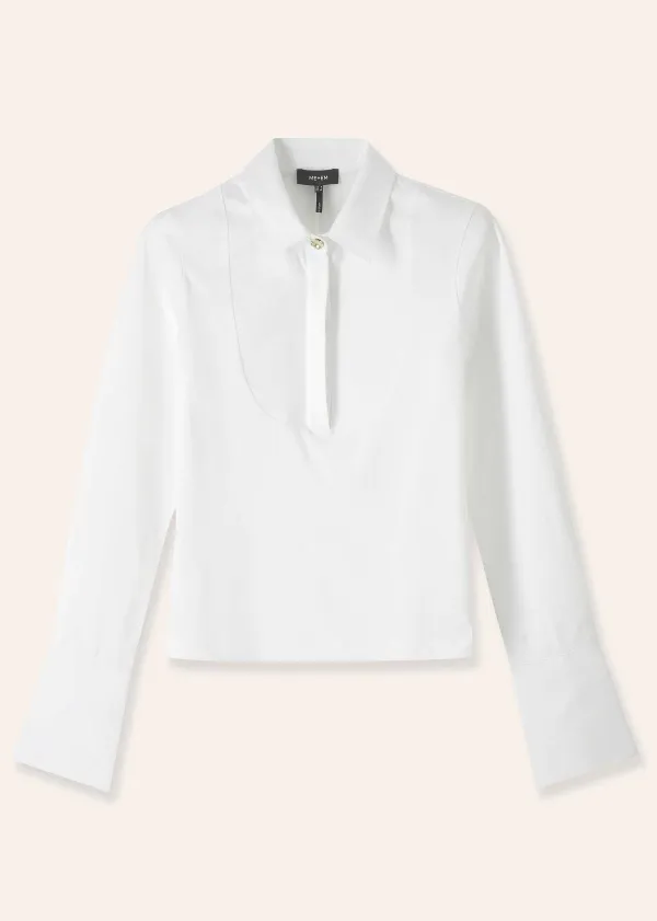 Sale ME+EM Classic Bib Detail Layering Shirt Fresh White