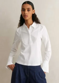 Sale ME+EM Classic Bib Detail Layering Shirt Fresh White