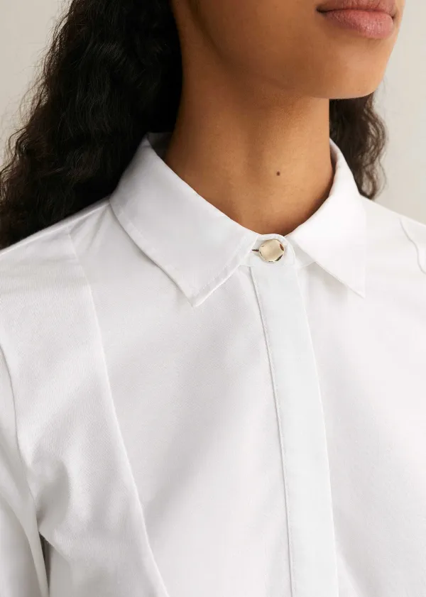 Sale ME+EM Classic Bib Detail Layering Shirt Fresh White