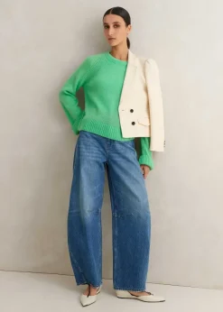 Best ME+EM Cloud-Soft Merino Cashmere Silk Cropped Box Jumper Hot Mint