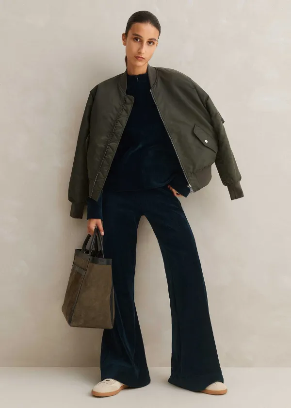 Clearance ME+EM Cord Velour Palazzo Pant Ink Blue
