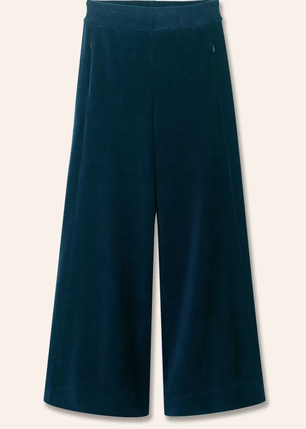 Clearance ME+EM Cord Velour Palazzo Pant Ink Blue
