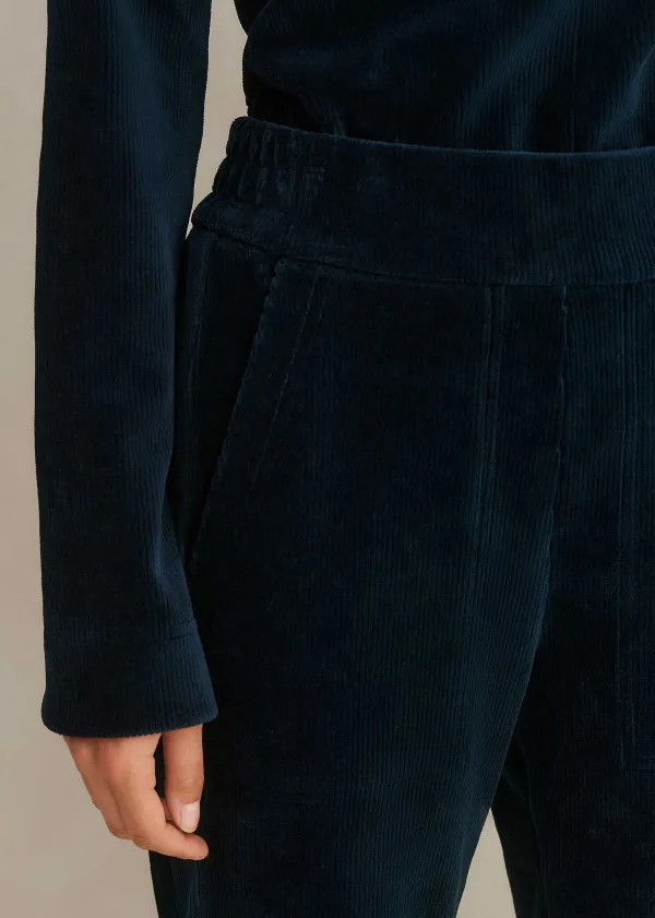 Clearance ME+EM Cord Velour Palazzo Pant Ink Blue