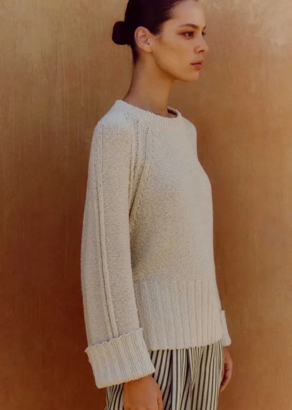 Clearance ME+EM Cotton Boucl Relaxed Jumper Natural Ecru