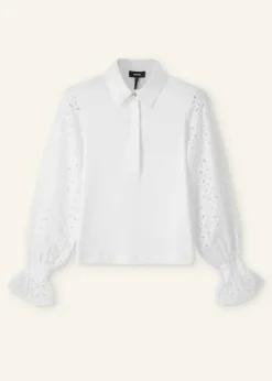 Best ME+EM Cotton Broderie Layering Shirt Fresh White