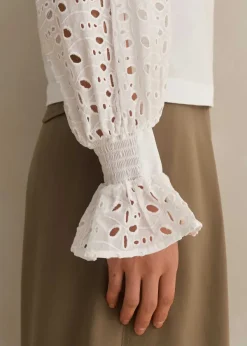 Best ME+EM Cotton Broderie Layering Shirt Fresh White