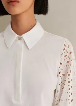 Best ME+EM Cotton Broderie Layering Shirt Fresh White