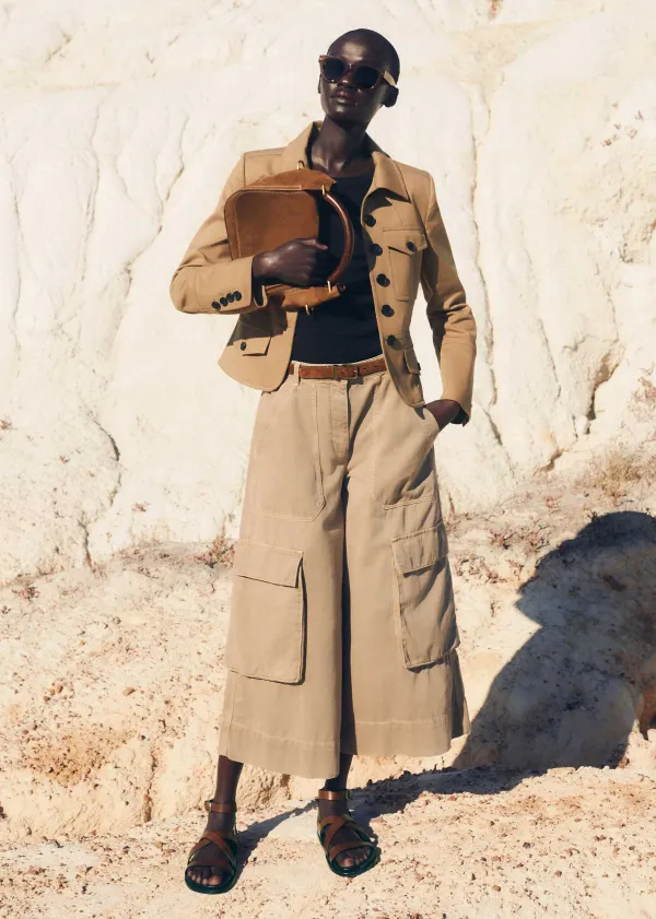 ME+EM Cotton Cargo Culotte Stone