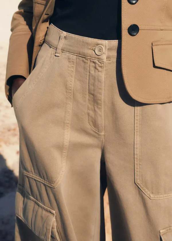 ME+EM Cotton Cargo Culotte Stone