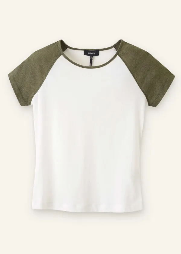 Online ME+EM Cotton Contrast Baseball Tee Cream/Khaki