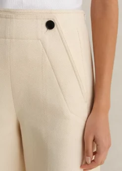 Discount ME+EM Cotton Herringbone Wide-Leg Trouser Ecru
