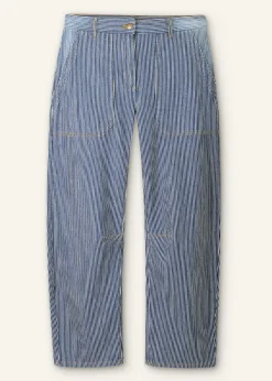 New ME+EM Cotton Indigo Stripe Engineered-Leg Trouser Blue/White