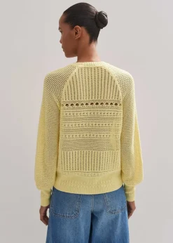 Hot ME+EM Cotton Lace Stitch Raglan Sleeve Jumper Custard
