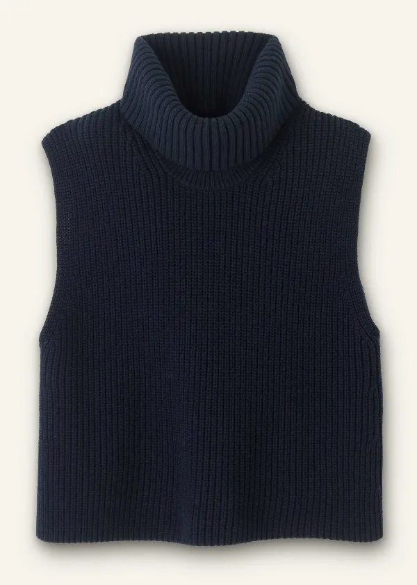 New ME+EM Cotton Merino Rib Layering Vest + Snood Navy