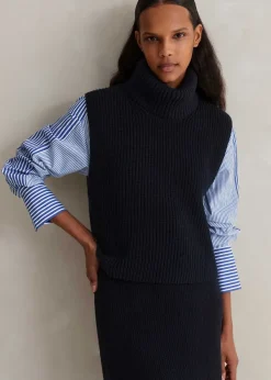 New ME+EM Cotton Merino Rib Layering Vest + Snood Navy