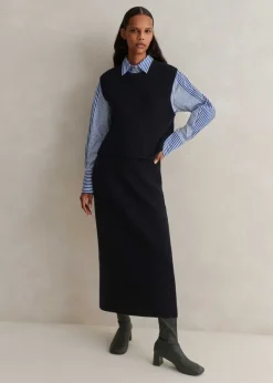 New ME+EM Cotton Merino Rib Layering Vest + Snood Navy