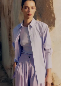 New ME+EM Cotton Oversized Boyfriend Shirt Lilac