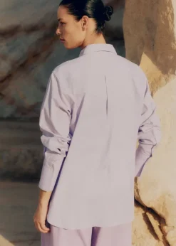 New ME+EM Cotton Oversized Boyfriend Shirt Lilac