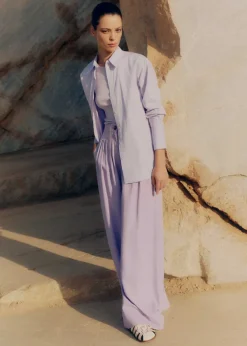 New ME+EM Cotton Oversized Boyfriend Shirt Lilac
