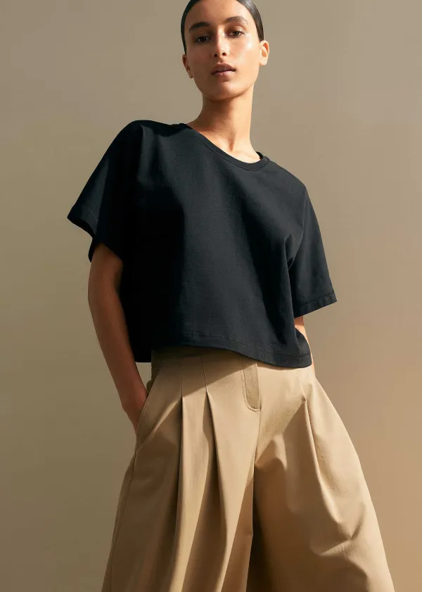 ME+EM Cotton Oversized Crop Tee Black