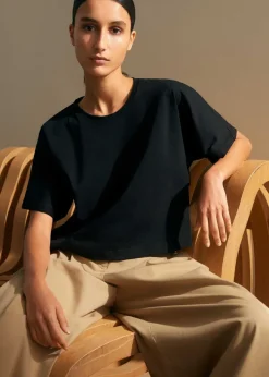 ME+EM Cotton Oversized Crop Tee Black
