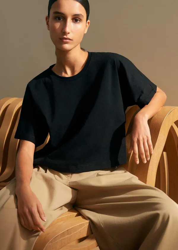 ME+EM Cotton Oversized Crop Tee Black