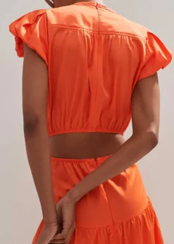 Hot ME+EM Cotton Poplin Cut-Out Maxi Dress Orange Zing