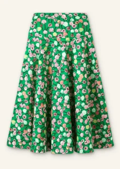 ME+EM Cotton Poplin Lantana Print Maxi Skirt Green/Pink/Multi