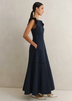 Online ME+EM Cotton Poplin Volant Sleeve Maxi Dress Eclipse