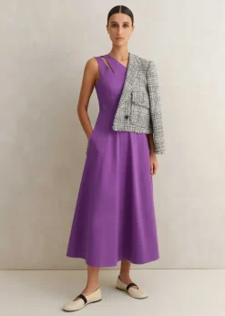 Online ME+EM Cotton Sateen One Shoulder Midi Dress Summer Purple