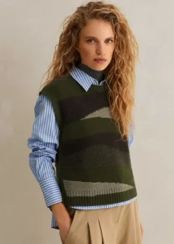 Discount ME+EM Cotton Stripe Dipped Hem Crop Shirt Pale Blue/White