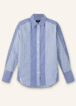 Sale ME+EM Cotton Stripe Oversized Shirt Blue/White