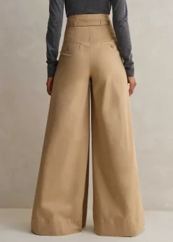Outlet ME+EM Cotton Super High-Waisted Trouser + Belt Stone