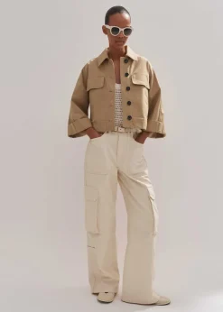 Sale ME+EM Cotton Twill Casual Swing Jacket Stone