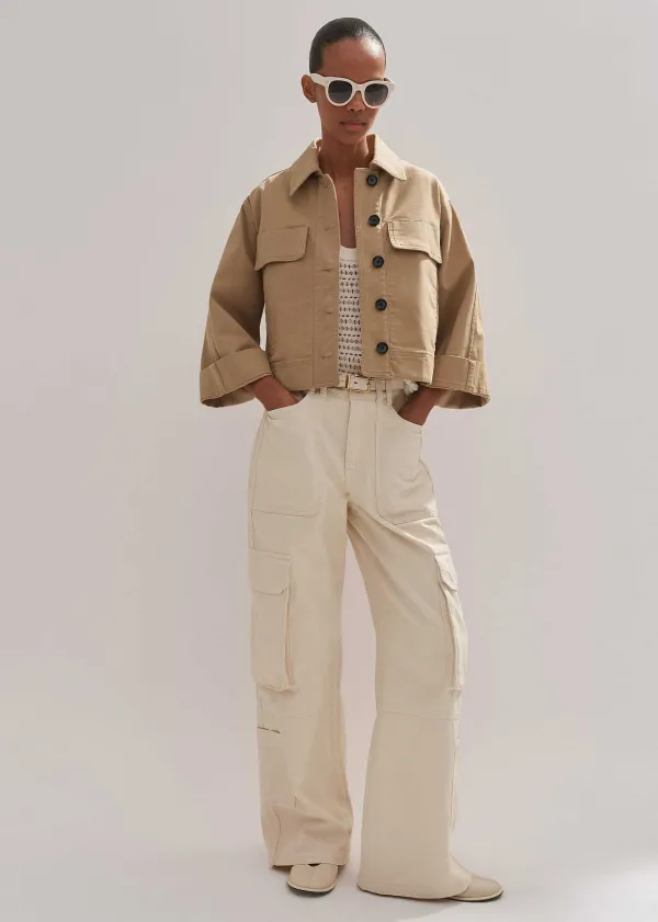 Sale ME+EM Cotton Twill Casual Swing Jacket Stone