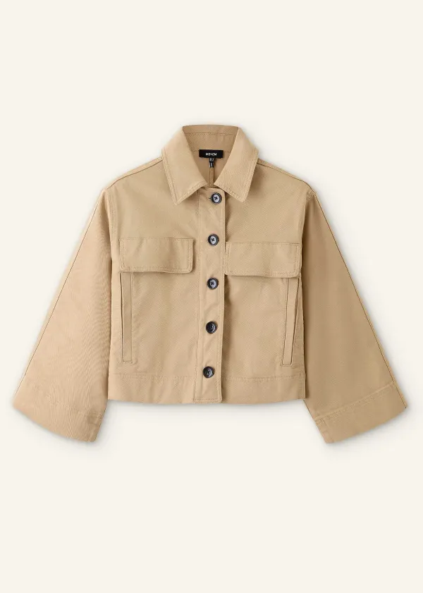 Sale ME+EM Cotton Twill Casual Swing Jacket Stone