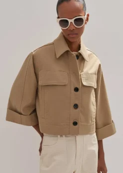 Sale ME+EM Cotton Twill Casual Swing Jacket Stone