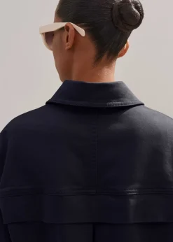 Hot ME+EM Cotton Twill Casual Swing Jacket Navy