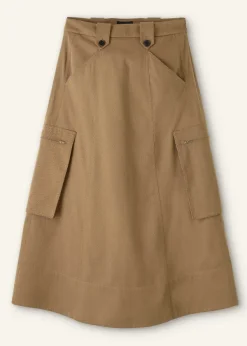Clearance ME+EM Cotton Utility Midi Skirt Tan