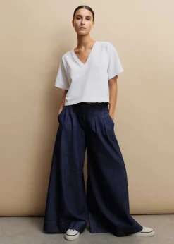 Hot ME+EM Cotton V-Neck Oversized Crop Tee Bright White