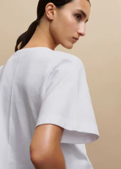 Hot ME+EM Cotton V-Neck Oversized Crop Tee Bright White