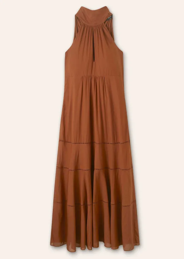 Hot ME+EM Cotton Voile Halterneck Full-Length Dress Cinnamon