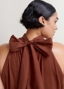 Hot ME+EM Cotton Voile Halterneck Full-Length Dress Cinnamon