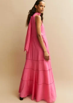 Online ME+EM Cotton Voile Halterneck Full-Length Dress Ultra Pink