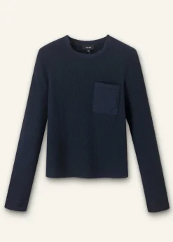 Discount ME+EM Cotton Waffle Jersey Longsleeve Top Navy