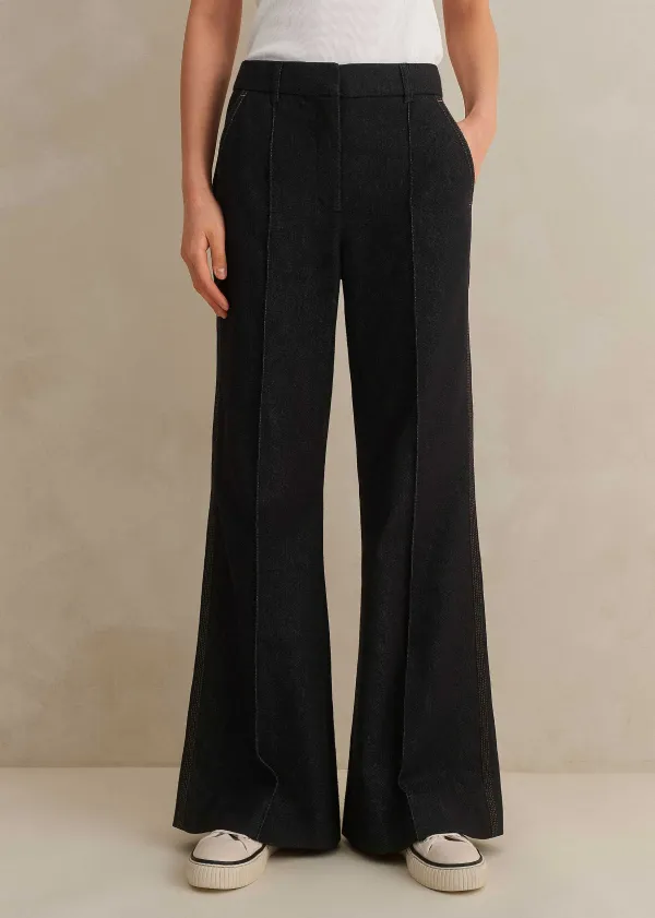 Discount ME+EM Cotton-Blend Denim Kick Flare Trouser Indigo